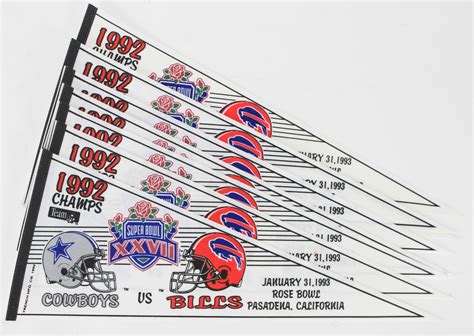 Lot Detail - 1992 Cowboys vs Bills Super Bowl XXVII Full Size Pennants (Lot of 9)