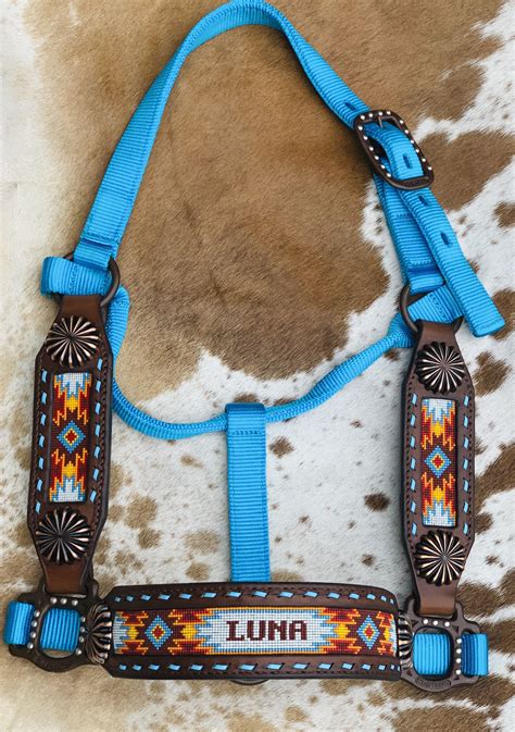 Custom/Personalized Leather Beaded Horse Halter (Deluxe) by ...