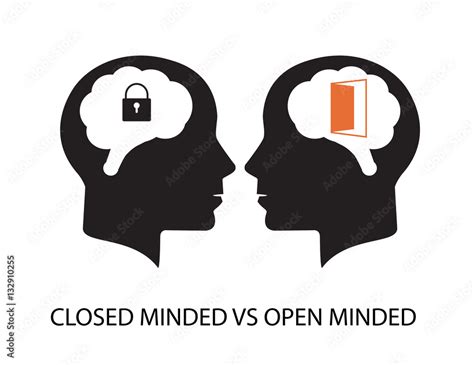 Closed minded vs open minded vector clip art Stock Vector | Adobe Stock