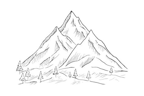 Mountain Line Drawing Clip Art