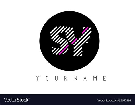 Sy letter logo design with white lines and black Vector Image