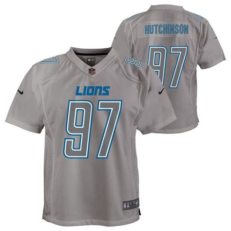 Detroit Lions Youth Atmosphere Gray Hutchinson #97 Jersey - Vintage ...