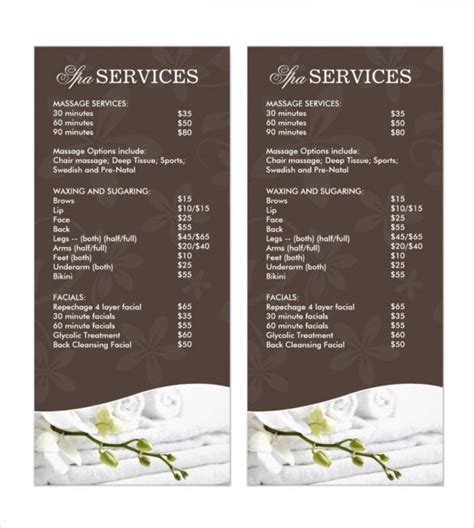 24+ Spa Menu Templates - Free Sample, Example Format Download! | Spa menu, Salon menu, Menu template