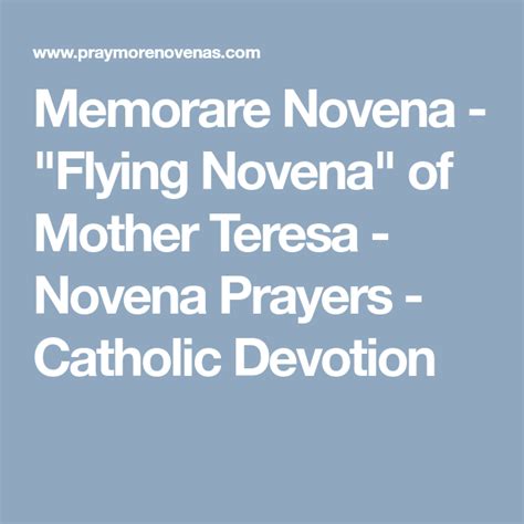 Memorare Novena - "Flying Novena" of Mother Teresa - Novena Prayers ...