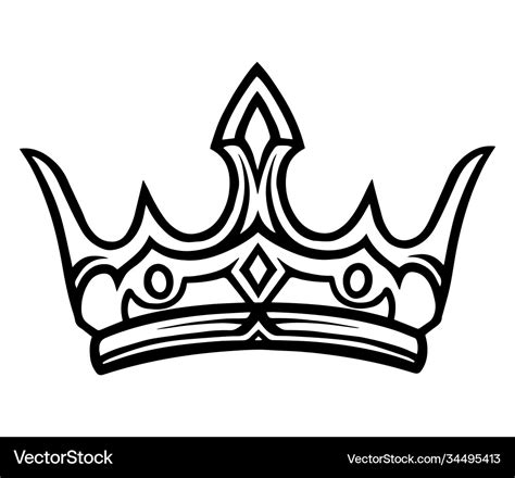 Medieval royal crown monochrome tattoo template Vector Image