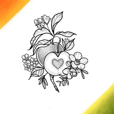 Peaches with love from childhood 🍑 | Peach tattoo, Peach tattoo outline, Tattoo outline