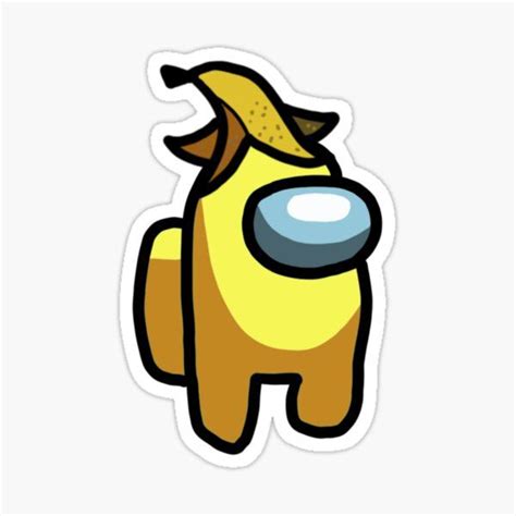 "Yellow with banana hat among us" Sticker by emtursch12 | Redbubble | Çıkartma, Yazdırılabilir ...