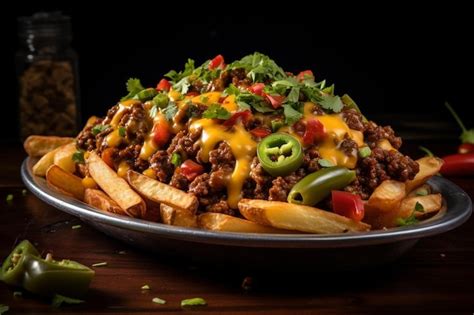 Premium Photo | Loaded Chili Cheese Fries Platter