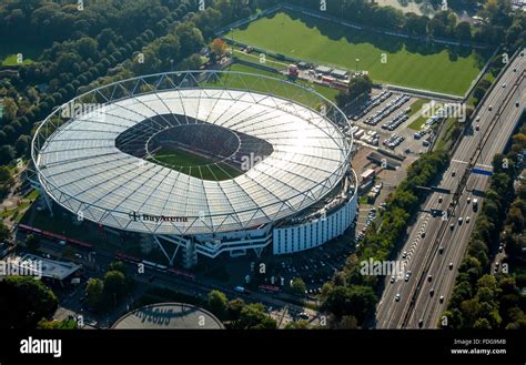 Aerial view, Bayer 04 Leverkusen, BayArena, the stadium of the football ...