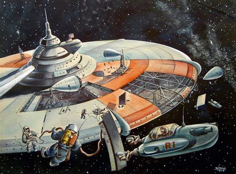 Another View of the Construction of a Massive Retro-Futuristic Space Station | Retro futurism ...