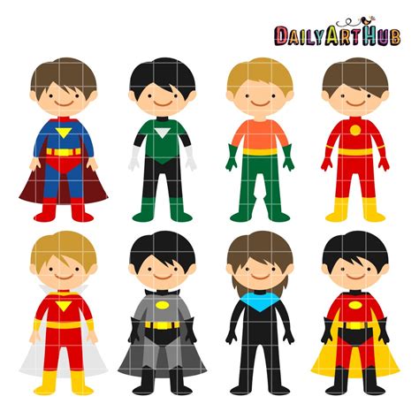 Superhero Boys Clip Art Set – Daily Art Hub // Graphics, Alphabets & SVG