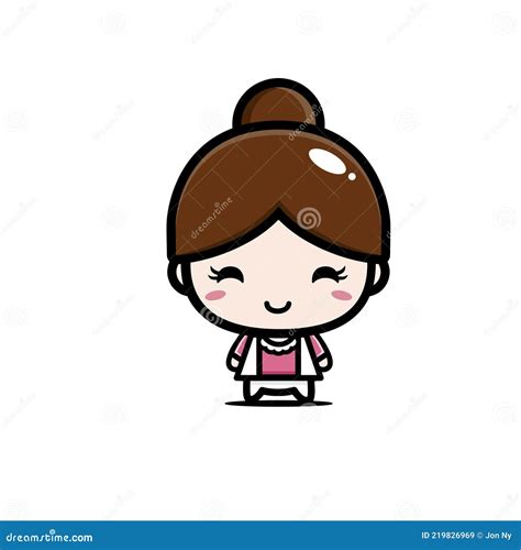 Cute and Beautiful Girl Cartoon Character with Hair in Bun Stock Vector ...