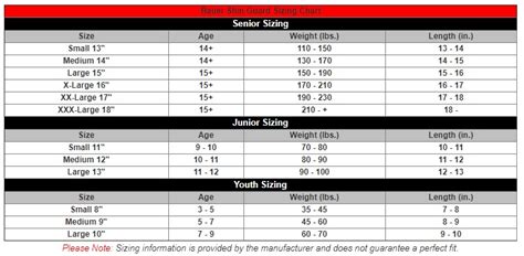 Bauer Hockey Blade Chart