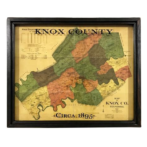 Vintage Knox County map- Circa 1895 - Framed Knox County, TN map