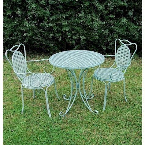 Sage green vintage metal garden bistro set - Homegenies