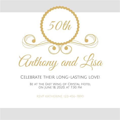 50th Wedding Anniversary Invitation Celebrating 50 Years Gold White | ubicaciondepersonas.cdmx ...