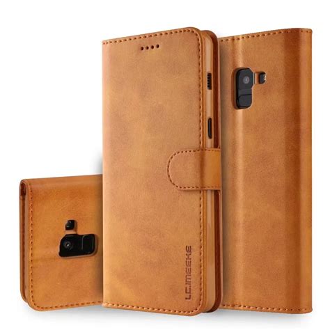 Flip leather Case For Samsung Galaxy A8 Plus 2018 Luxury Wallet With Card Pocket Stand Case For ...