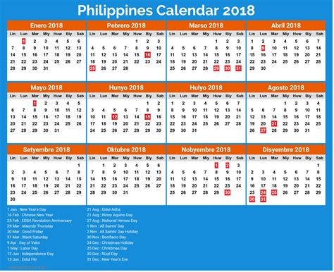 2020 Calendar Philippines