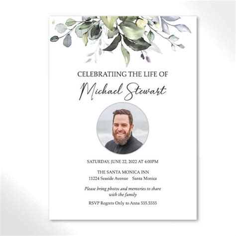 Funeral Tribute Card Template with Photo and Poem 5x7 Digital Printable