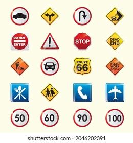 Realistic Collection Warning Information Road Signs Stock Vector (Royalty Free) 2046202391 ...