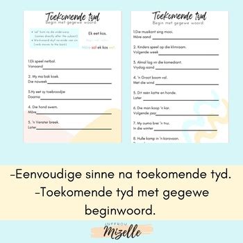 Toekomende tyd Afrikaans FAL (EAT) Graad 4-6 by Juffrou Mizelle | TPT