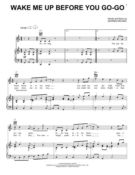 Wham! "Wake Me Up Before You Go-Go" Sheet Music Notes | Download ...