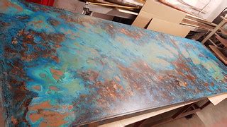 Bespoke Blue Aged Copper Display Table Top | Unique blue age… | Flickr
