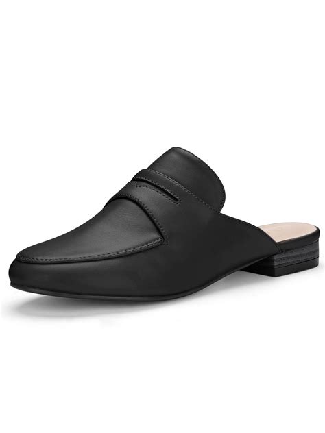 Women's Round Toe Backless Slip On Loafer Mules Black (Size 6) - Walmart.com