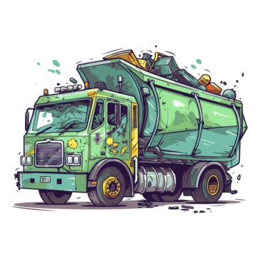 Garbage Truck Vector, Sticker Clipart Cartoon Recycle Truck, Sticker, Clipart PNG and Vector ...