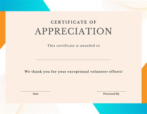 Certificate Of Appreciation Volunteer