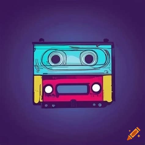 Vibrant cassette tape illustration with retro design