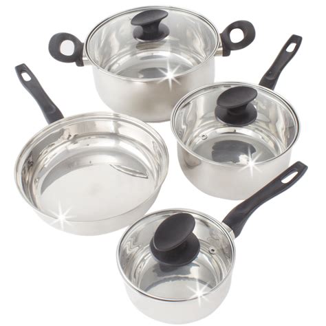 7 pcs Stainless Steel Cookware Set - Pots & Pan Set with Glass Lid - Walmart.com