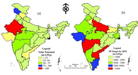 [a] Showing state wise solar potential of India and [b] shows solar ...