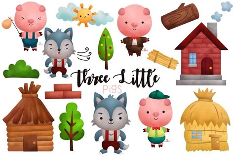 Doodle Three Little Pigs Clipart - Storytime (2595294)