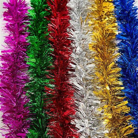 LUXURY Thick SILVER Christmas Tinsel 2 METRE Garland Christmas Tree Decoration | eBay