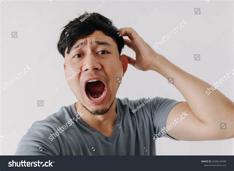 Funny Face Asian Man Yawning Isolated Stock Photo 2028640589 | Shutterstock