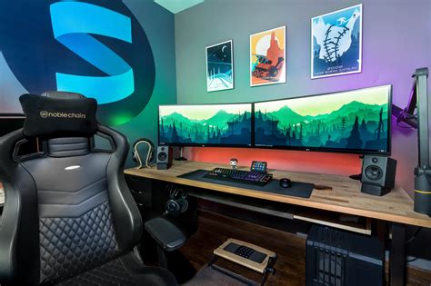 Dual UltraWide Setup | Computer setup, Gaming computer desk, Gaming desk