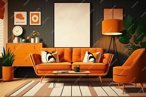 Premium Photo | Creative composition of stylish living room interior with mock up