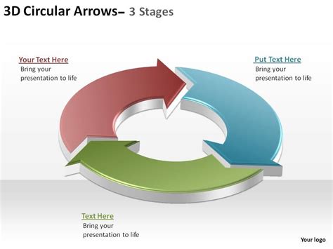 3d circular arrows process smartart 3 stages ppt slides diagrams templates powerpoint info ...