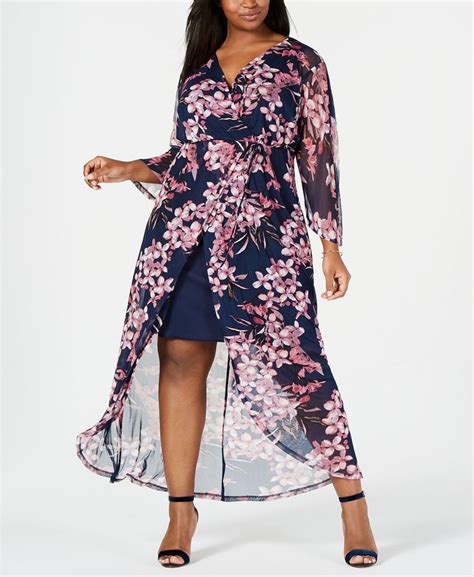 Connected Plus Size Cutaway Floral Maxi Dress - Macy's | Floral maxi ...