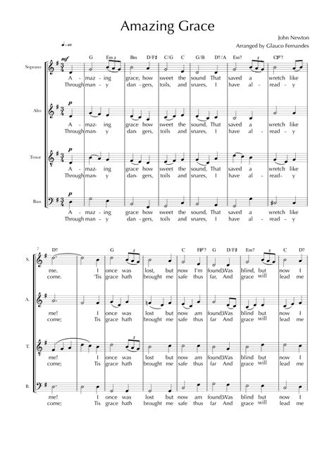 Amazing Grace (arr. Glauco Fernandes) Sheet Music | John Newton | SATB ...