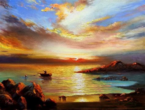 Oil Painting Tutorial Of Sunset Seascape Step By Step By Yasser Fayad ...