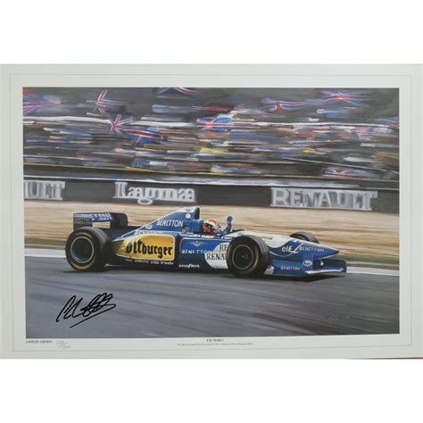 'Victory' - Johnny Herbert signed 1995 British GP print - Chequered ...