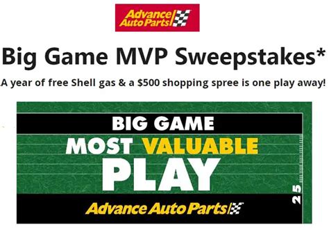 Advance Auto Parts Big Game Sweepstakes: Win Free Gas for a Year & $500 ...