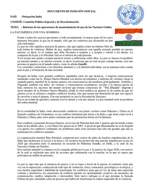 Document0 de Posición Oficial | Paz | Naciones Unidas