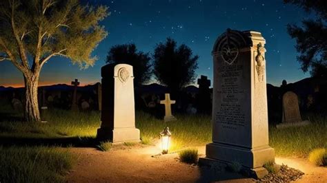 Old West graveyard at night, Midnight Lighting, Phot...