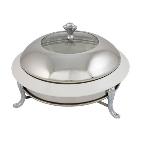 Stainless Steel Bain Marie Food Warmer with Porcelain Bowl + Fuel Gel ...