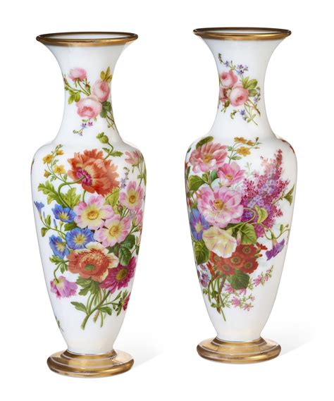 A PAIR OF FRENCH OPAQUE WHITE GLASS VASES, MID-19TH CENTURY, PROBABLY ...