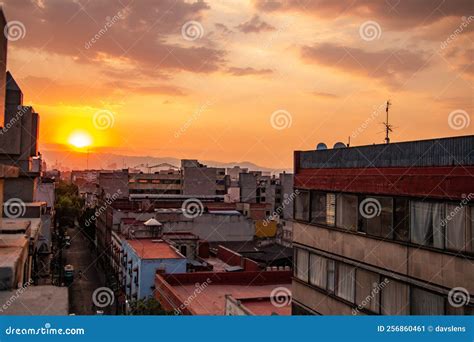 Sunset in Mexico CIty stock image. Image of sunset, metropolis - 256860461