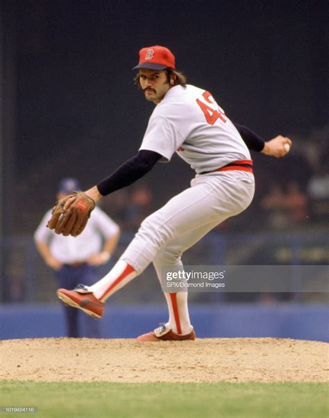 Dennis Eckersley, of the Boston Red Sox, pitching during a game from ...